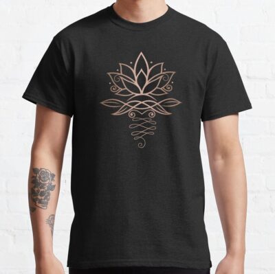 Lotus Flower Rose Gold Yoga T-Shirt Official Cow Anime Merch