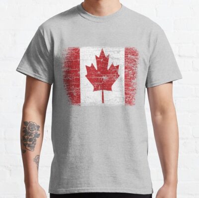 Vintage Canada Flag T Shirt Design T-Shirt Official Cow Anime Merch