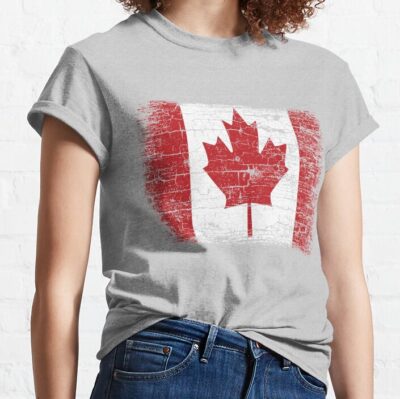 Vintage Canada Flag T Shirt Design T-Shirt Official Cow Anime Merch